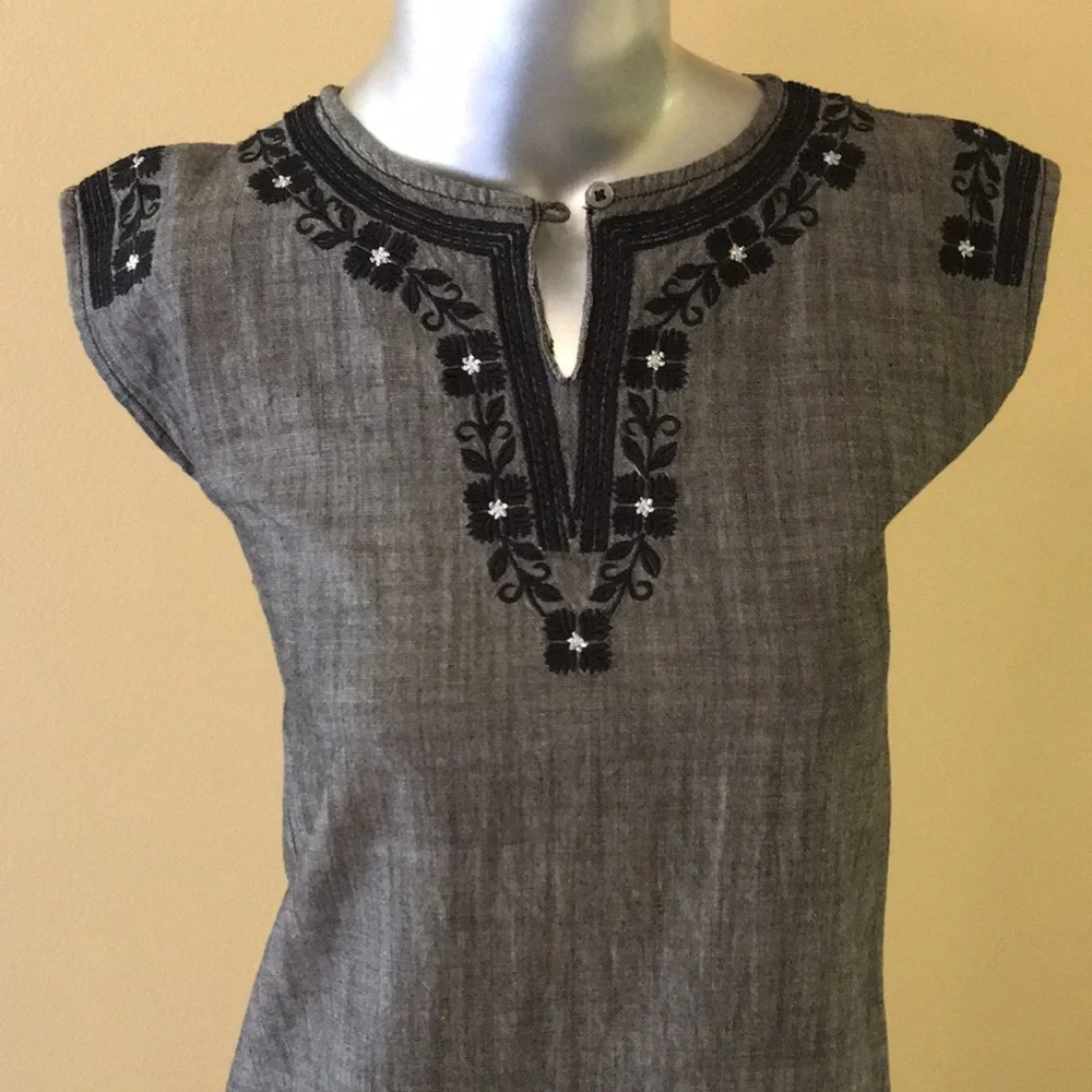 Tea Corzo Chambray Dress Cotton black yarn…